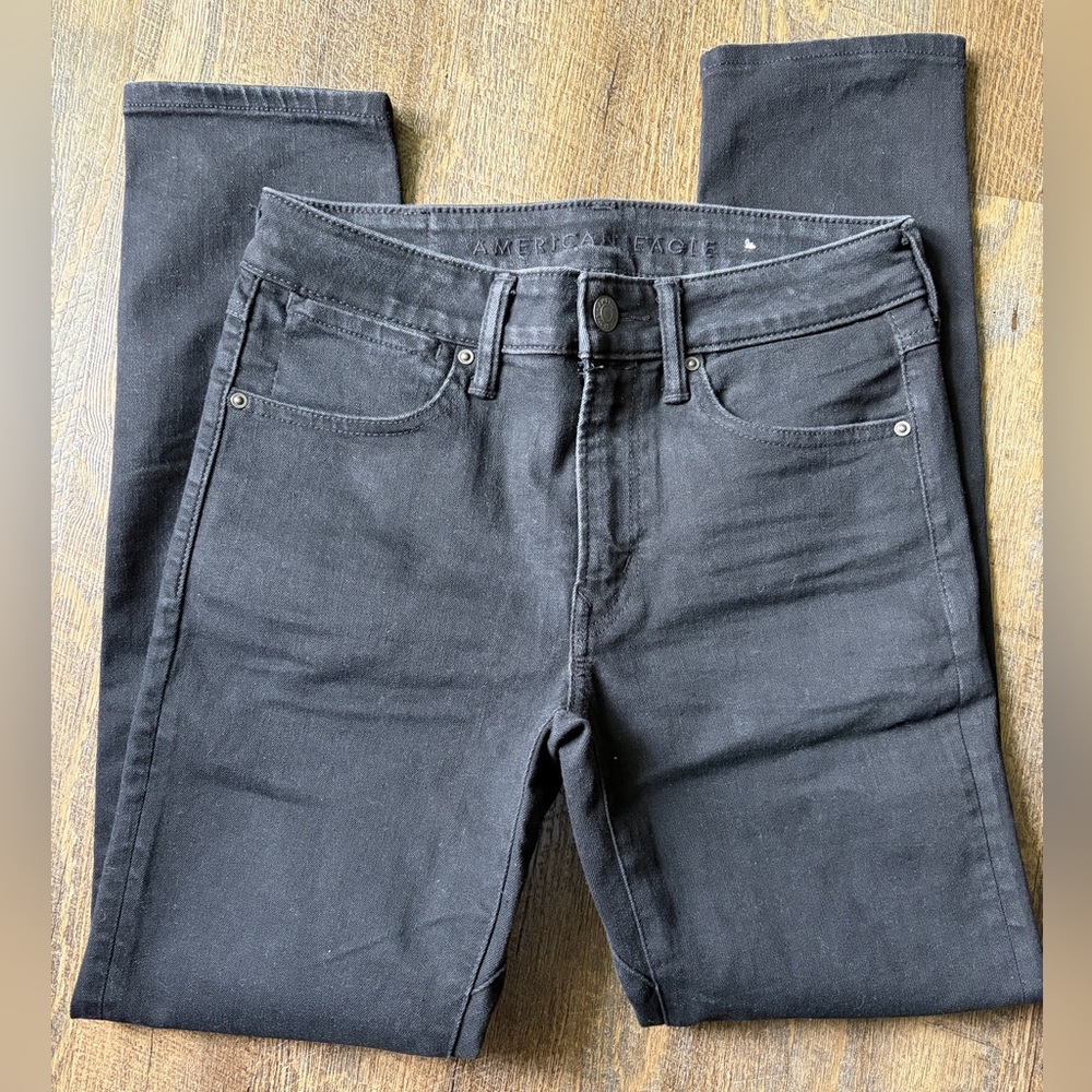 American Eagle Mens Jeans Black Airflex STRETCH Skinny Size 28 x30